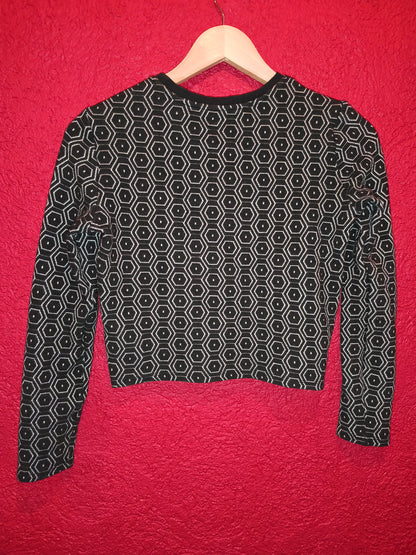 Topshop Geometric Hexagon Long Sleeve Crop Top – Size UK 6 / EUR 34 / US 2