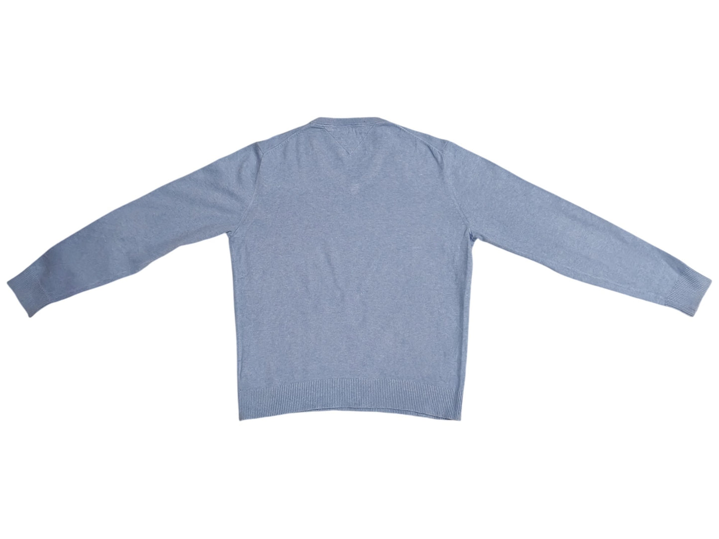 Tommy Hilfiger Men's V-Neck Sweater Light Blue Pima Cotton Cashmere Blend Size