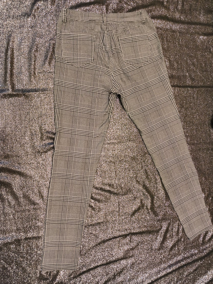 Miss Anna Glen Check Skinny Pants Black White Plaid Trousers Size 42 (US 10/12)