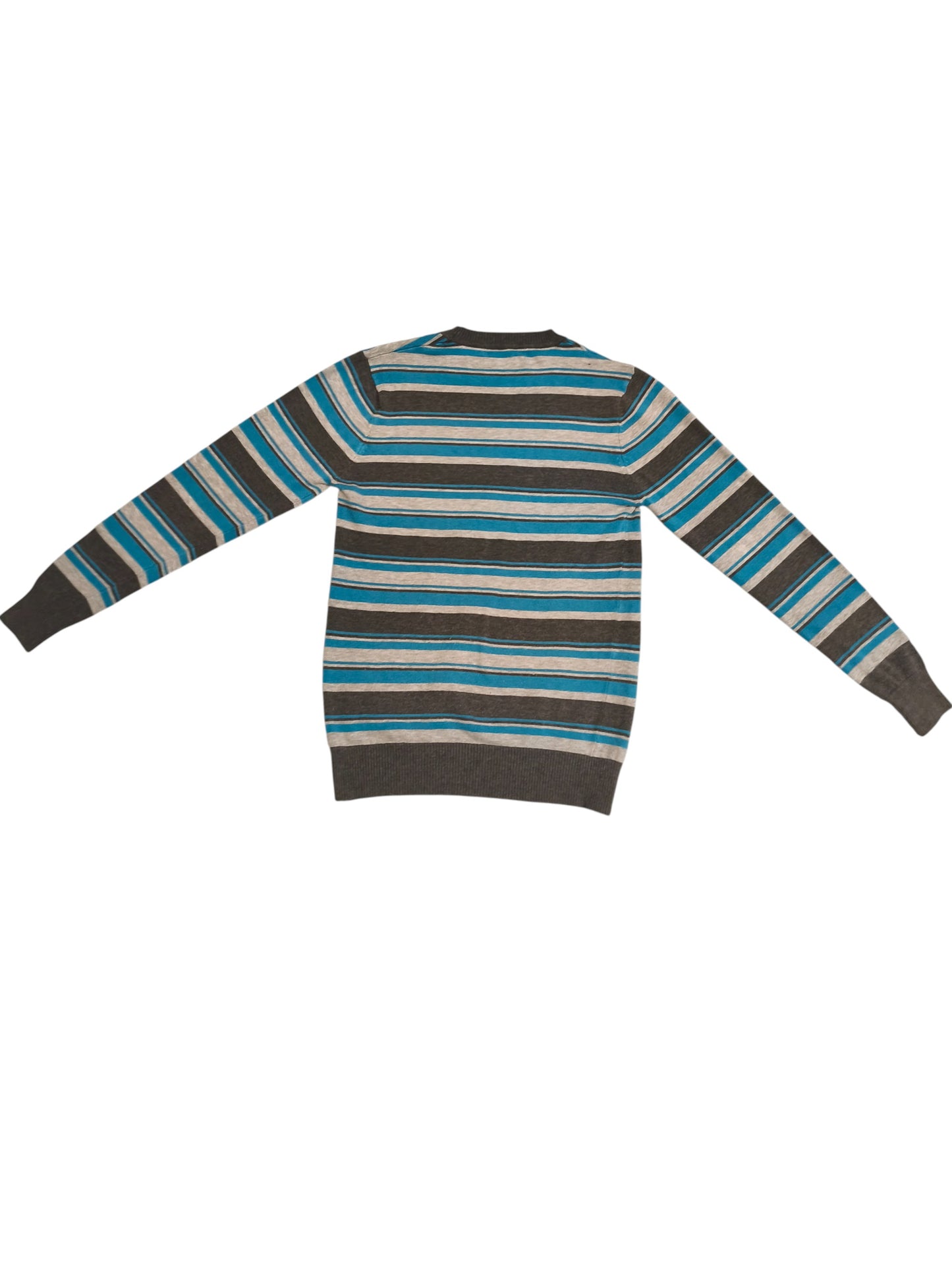Tommy Hilfiger Men’s Striped Sweater Blue Gray Crew Neck Cotton Size L