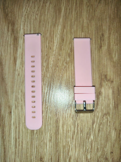 Universal Quick-Release Silicone Watch Strap / Band – Light Pink (Silver Buckle)