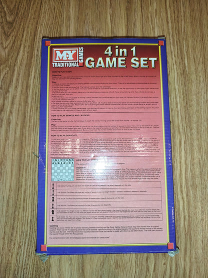 4 in 1 Game Set – Vintage Chess, Ludo, Snakes & Ladders, and Draughts