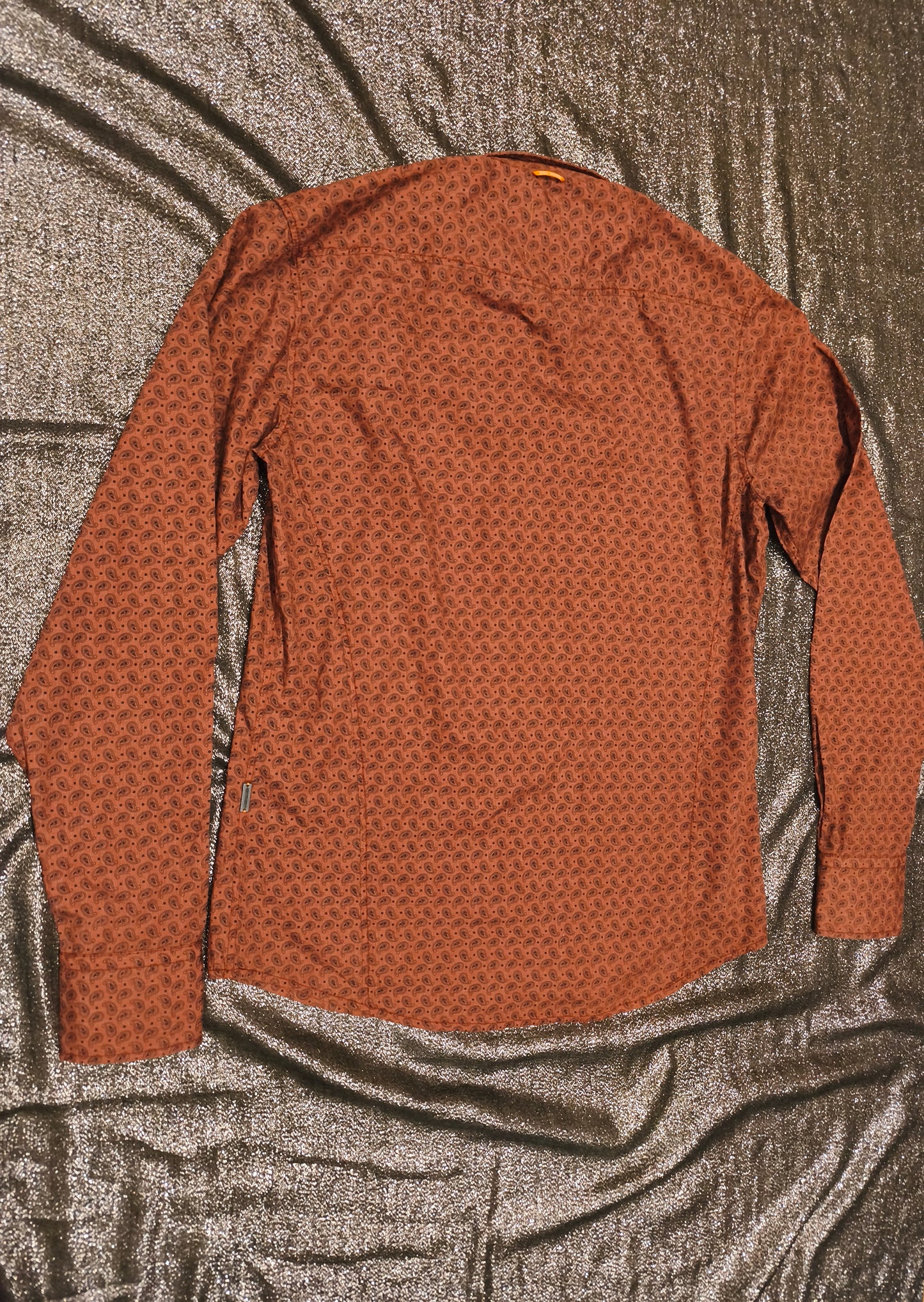 HUGO BOSS Orange Paisley Shirt Men’s M Rust Copper NWT 2001 Archive Vintage Style