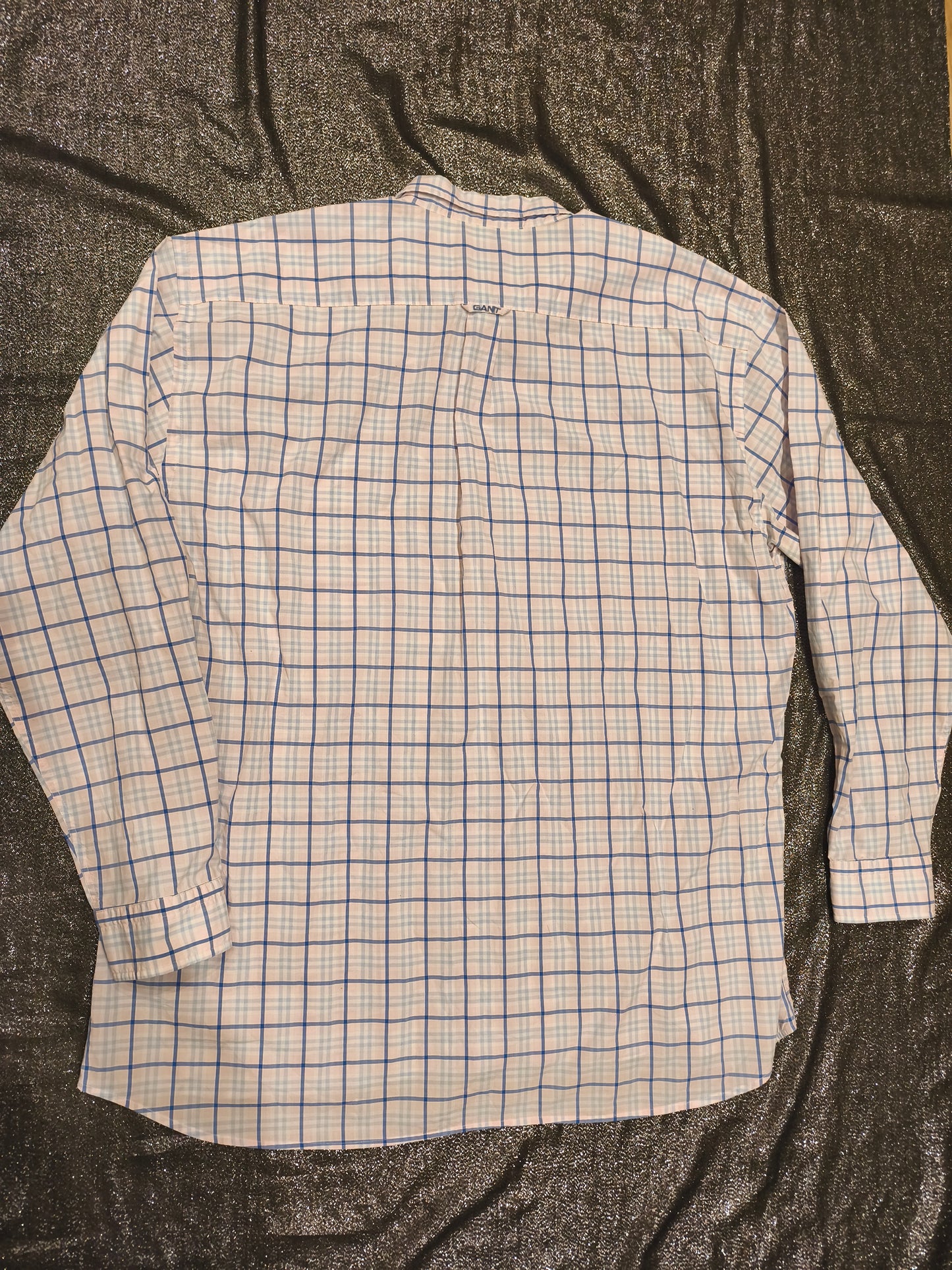 GANT Alassio Poplin Shirt Men's 2XL Regular Fit Blue Pink Plaid Long Sleeve