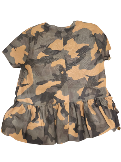 Zara TRF Camouflage Mesh Peplum Top S Camo Transparent Sheer Tee 2017