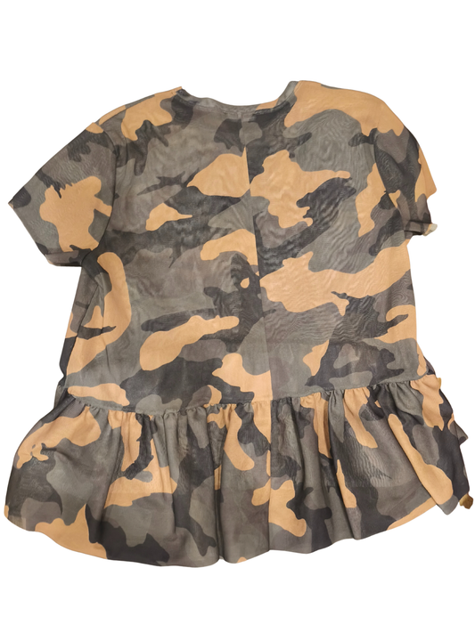 Zara TRF Camouflage Mesh Peplum Top S Camo Transparent Sheer Tee 2017