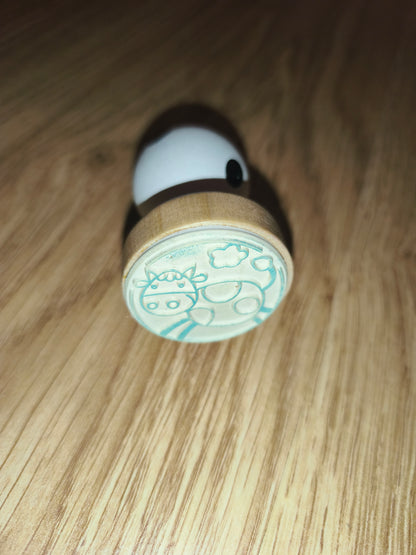 Cute Wooden Cow Rubber Stamp for Kids – Cartoon Animal Ink Craft Stamp