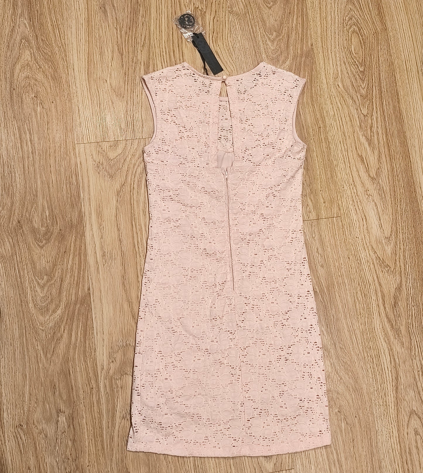 Poof Apparel Pink Floral Lace Mini Dress Womens Large Sleeveless NWT