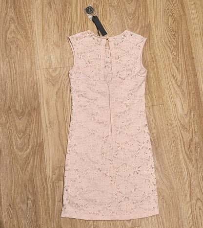 Poof Apparel Pink Floral Lace Mini Dress Womens Large Sleeveless NWT