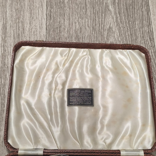 Vintage Sheffield Chrome Plate Cased Fish Cutlery Set 12Pc Faux Bone Knives Fork