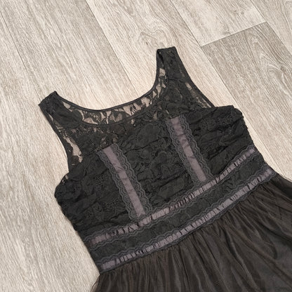 Next Petite Womens Black Lace Tulle Dress Size 14 Goth Party Cocktail Mini