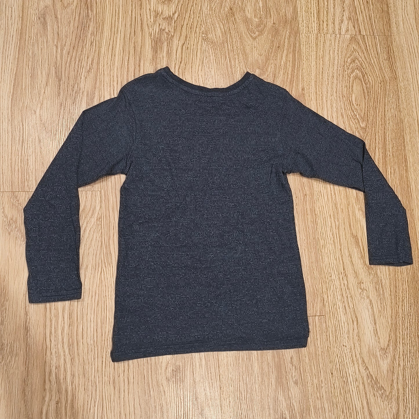 George Boys Long Sleeve T-Shirt Chest Pocket Blue Grey Textured Size 6-7 Years