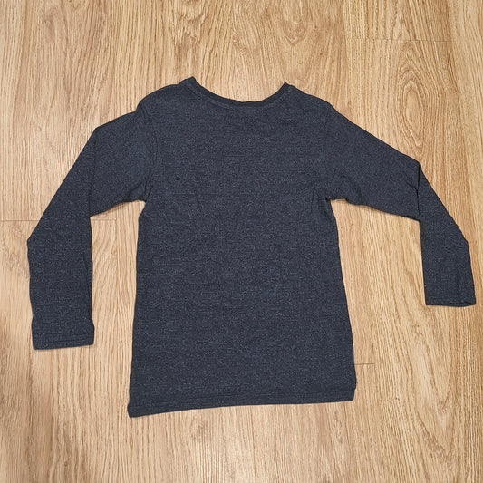 George Boys Long Sleeve T-Shirt Chest Pocket Blue Grey Textured Size 6-7 Years