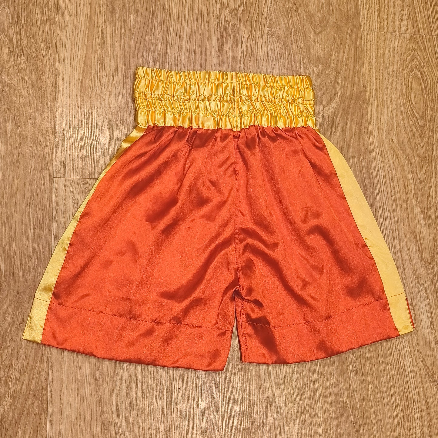 Fairtex Muay Thai Shorts Red Yellow Satin Boxing Kickboxing Trunks Size S