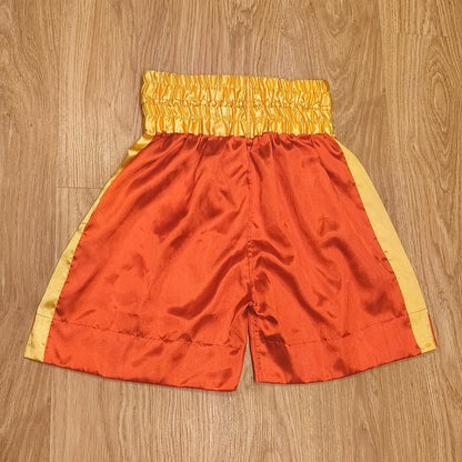 Fairtex Muay Thai Shorts Red Yellow Satin Boxing Kickboxing Trunks Size S