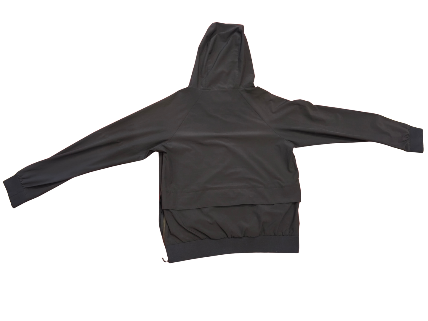 Zara Man Tech Hooded Windbreaker Pullover Jacket Black Side Zip Back Pocket M