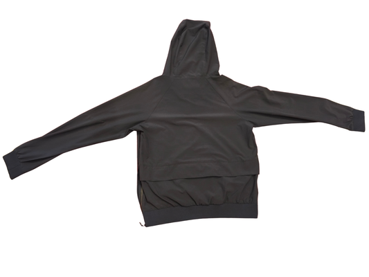 Zara Man Tech Hooded Windbreaker Pullover Jacket Black Side Zip Back Pocket M