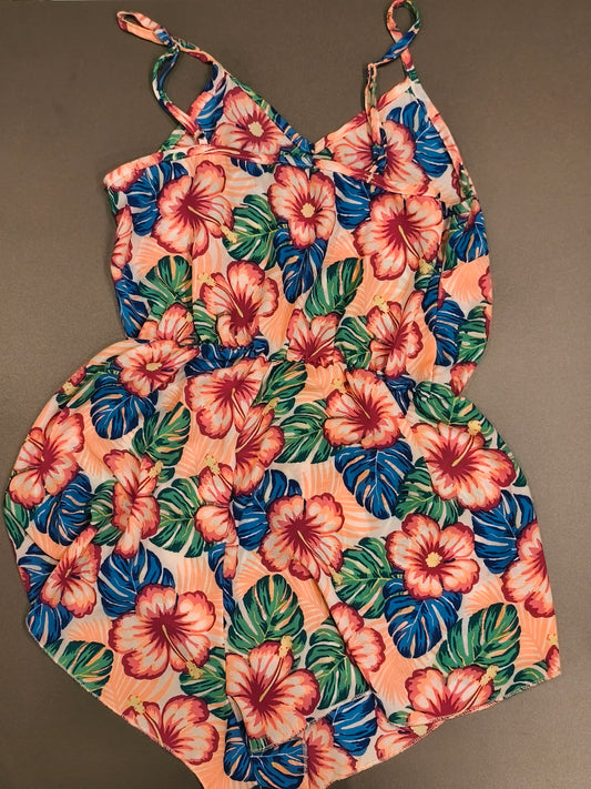 New Look 915 Generation Girls Tropical Hibiscus Floral Playsuit | Size 10–11Y (140–146 cm)
