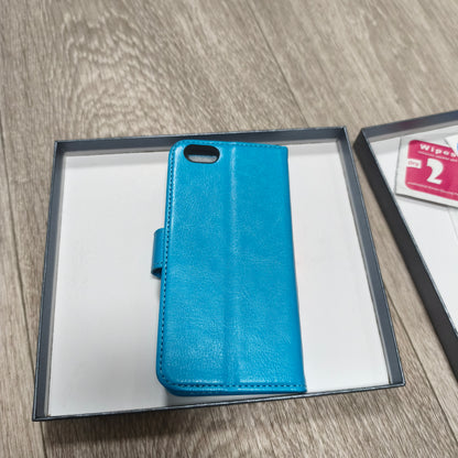 MONASAY Blue Leather Flip Wallet Phone Case Cover with Screen Protector Box