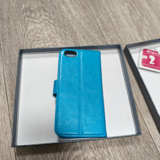 MONASAY Blue Leather Flip Wallet Phone Case Cover with Screen Protector Box