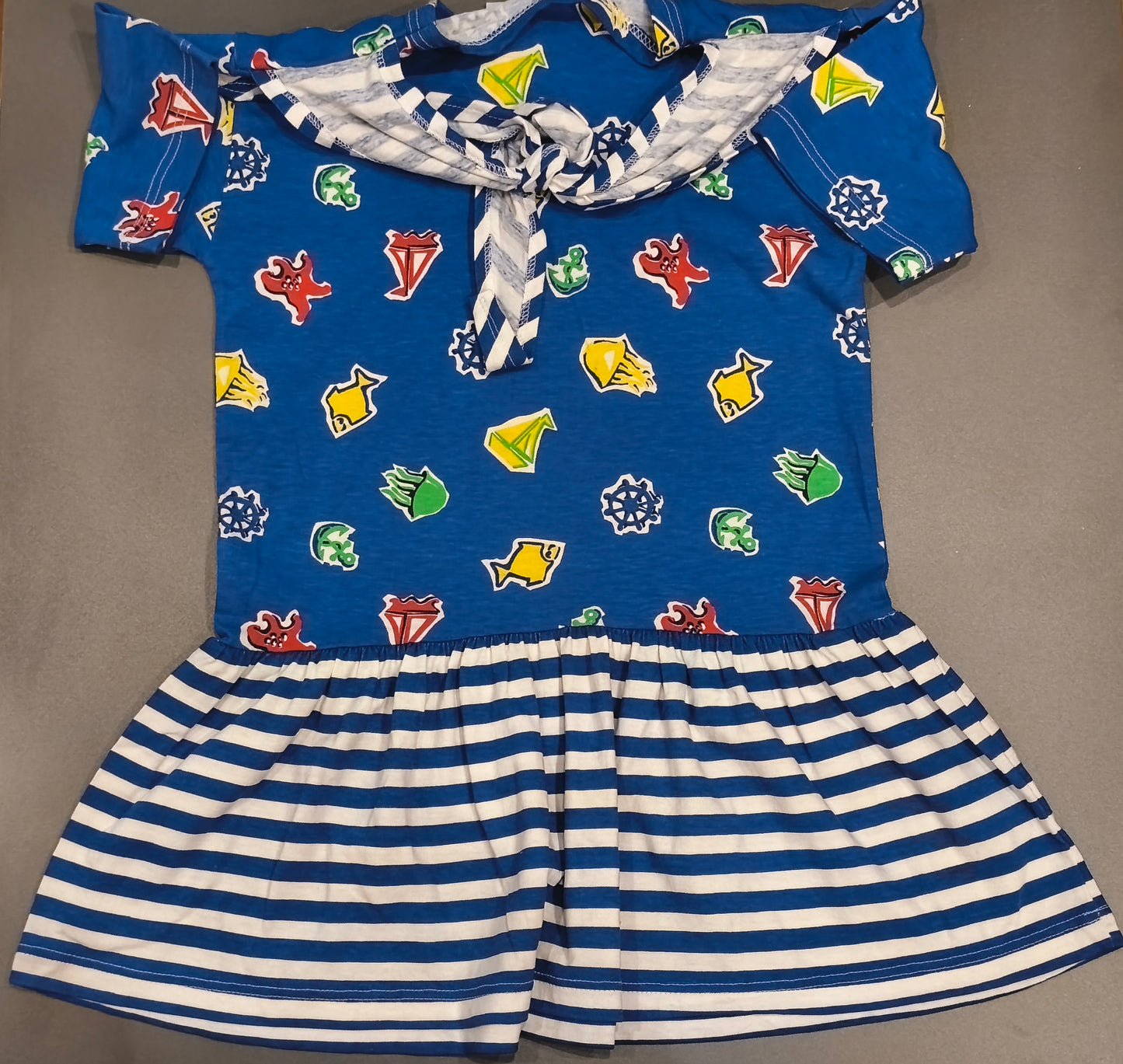 Trix & Trax Vintage Estonian Kids Nautical Dress - Blue & Striped (Size 116 / 5-6 Yrs) - NWT