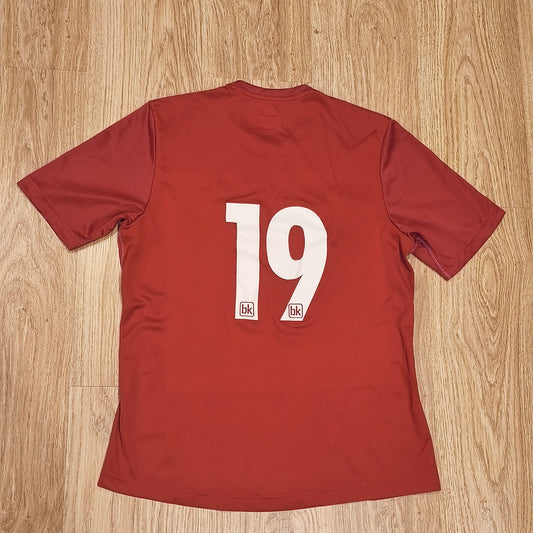 Adidas Mens Climalite Red Short Sleeve Football Training Jersey Shirt Size M #19