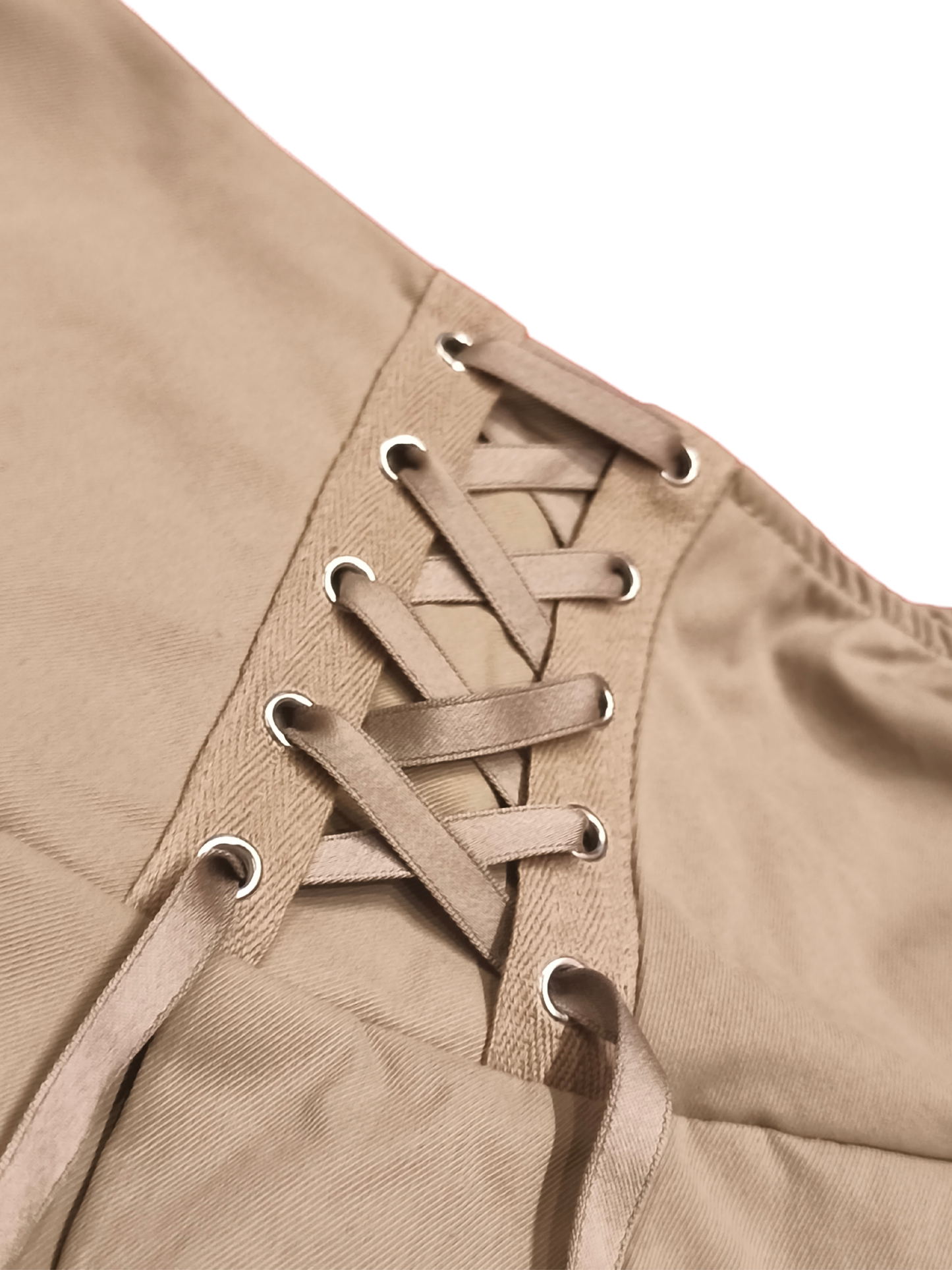 SHEIN MOD Khaki Lace-Up Pleated Mini Skirt - Size S (US 4) - NWT Retro Style