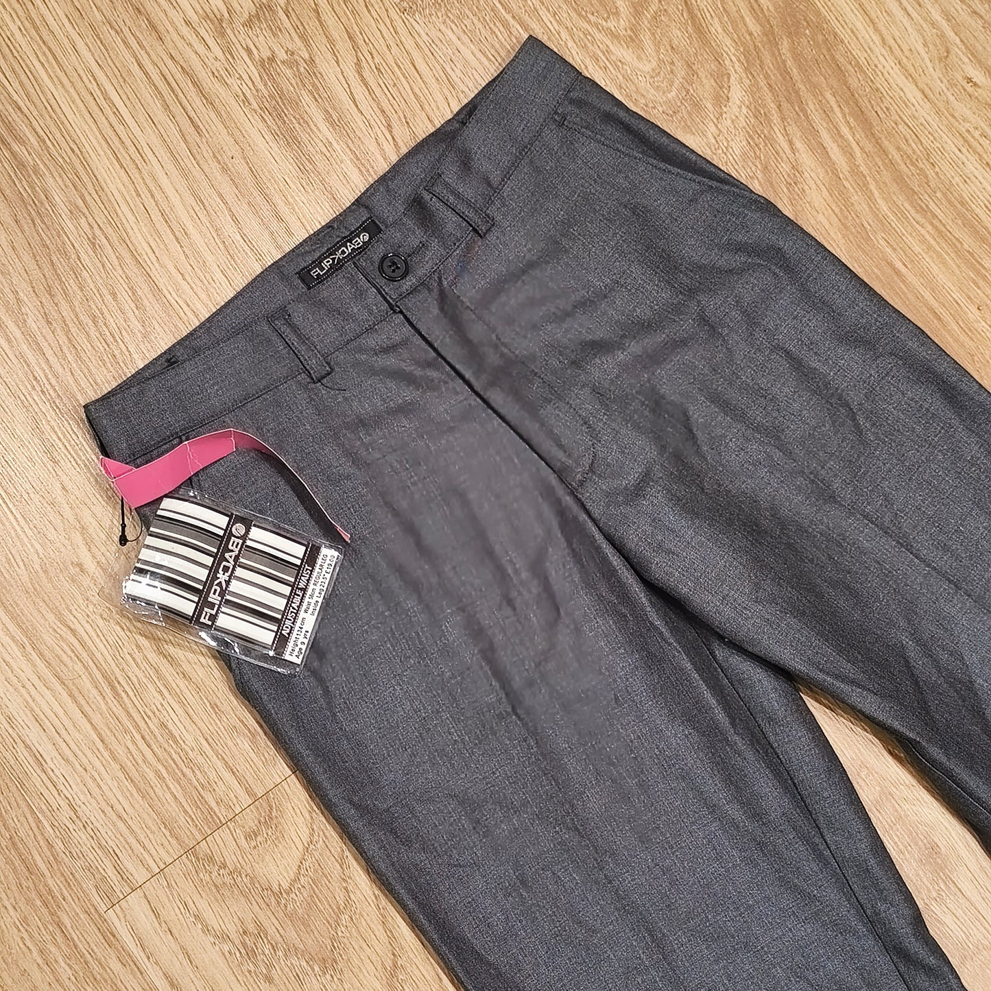 BHS Back2Flip Boys Grey School Trousers Pants Age 9 Height 134cm Adjustable Waist