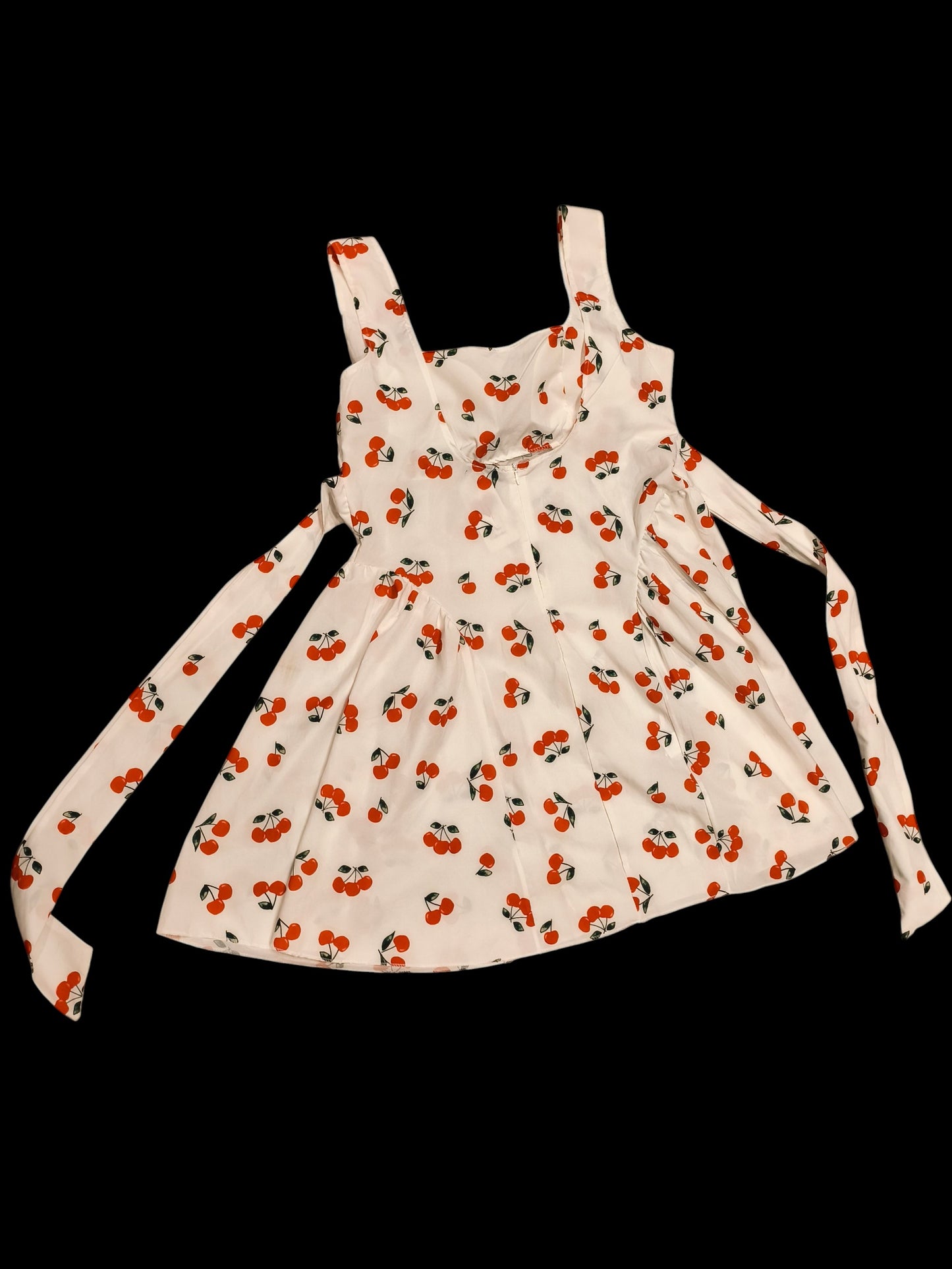 New Italian Cherry Print Sleeveless Dress/Tunic - White & Red - Size 16