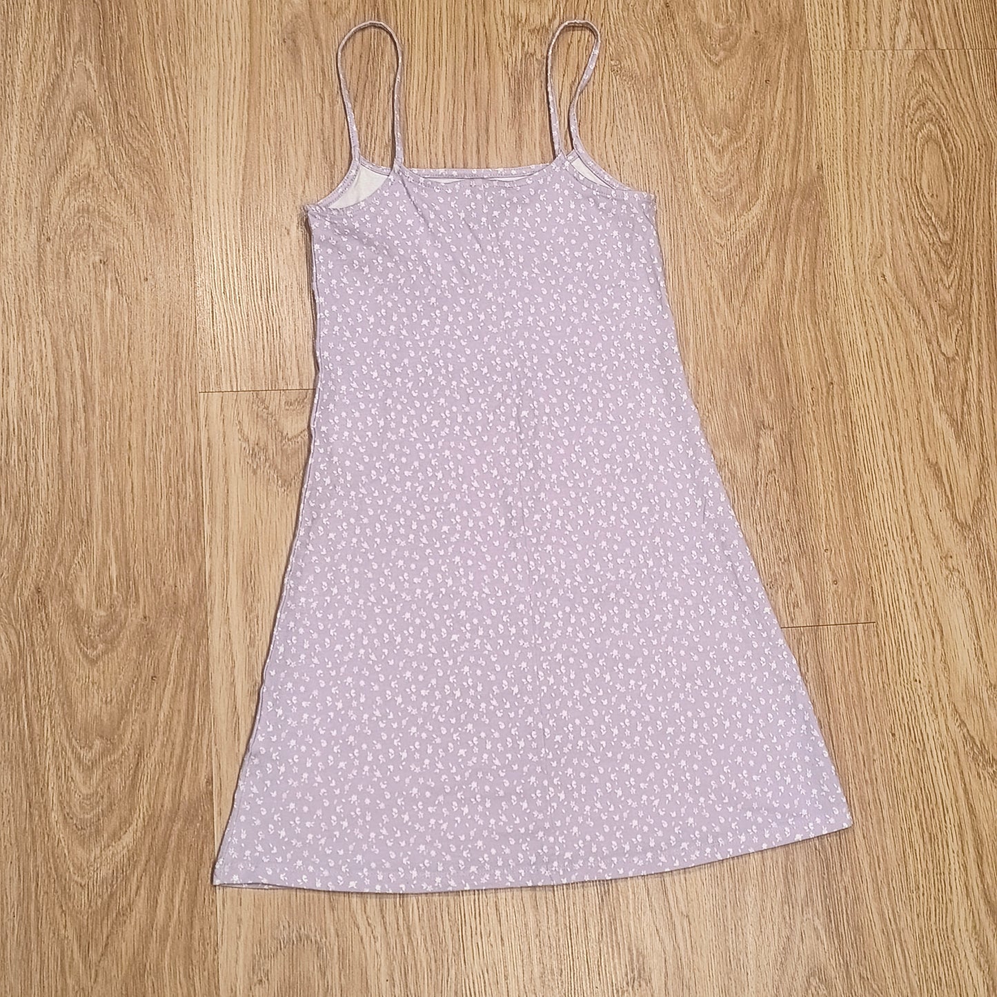 H&M Divided Women XXS Purple Floral Spaghetti Strap Cami Mini Dress Stretch