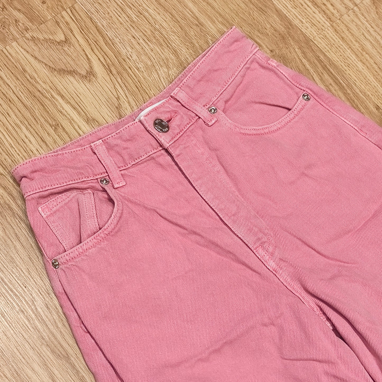 ZARA Pink High Waist Wide Leg Raw Hem Jeans Size EUR 34 US 02 MEX 24