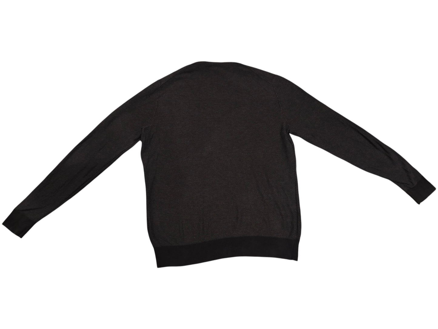 HUGO BOSS Black Textured Knit Sweater Men's XL Crew Neck Cotton Blend Pullover