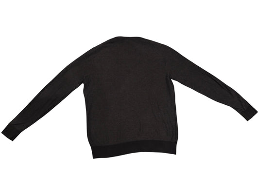 HUGO BOSS Black Textured Knit Sweater Men's XL Crew Neck Cotton Blend Pullover
