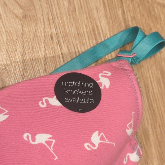Marks & Spencer M&S Pink Flamingo Print Underwired Bra UK 32D