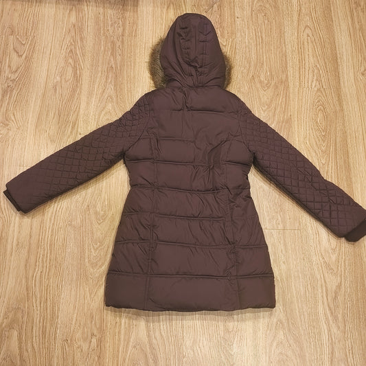 Girls Puffer Coat Hooded Faux Fur Fleece Lined Quilted Winter Jacket 13-14 YRS
