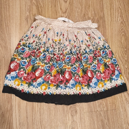 New Look Womens Floral Polka Dot Skirt UK 10 EU 38 Belted Summer Mini Skirt