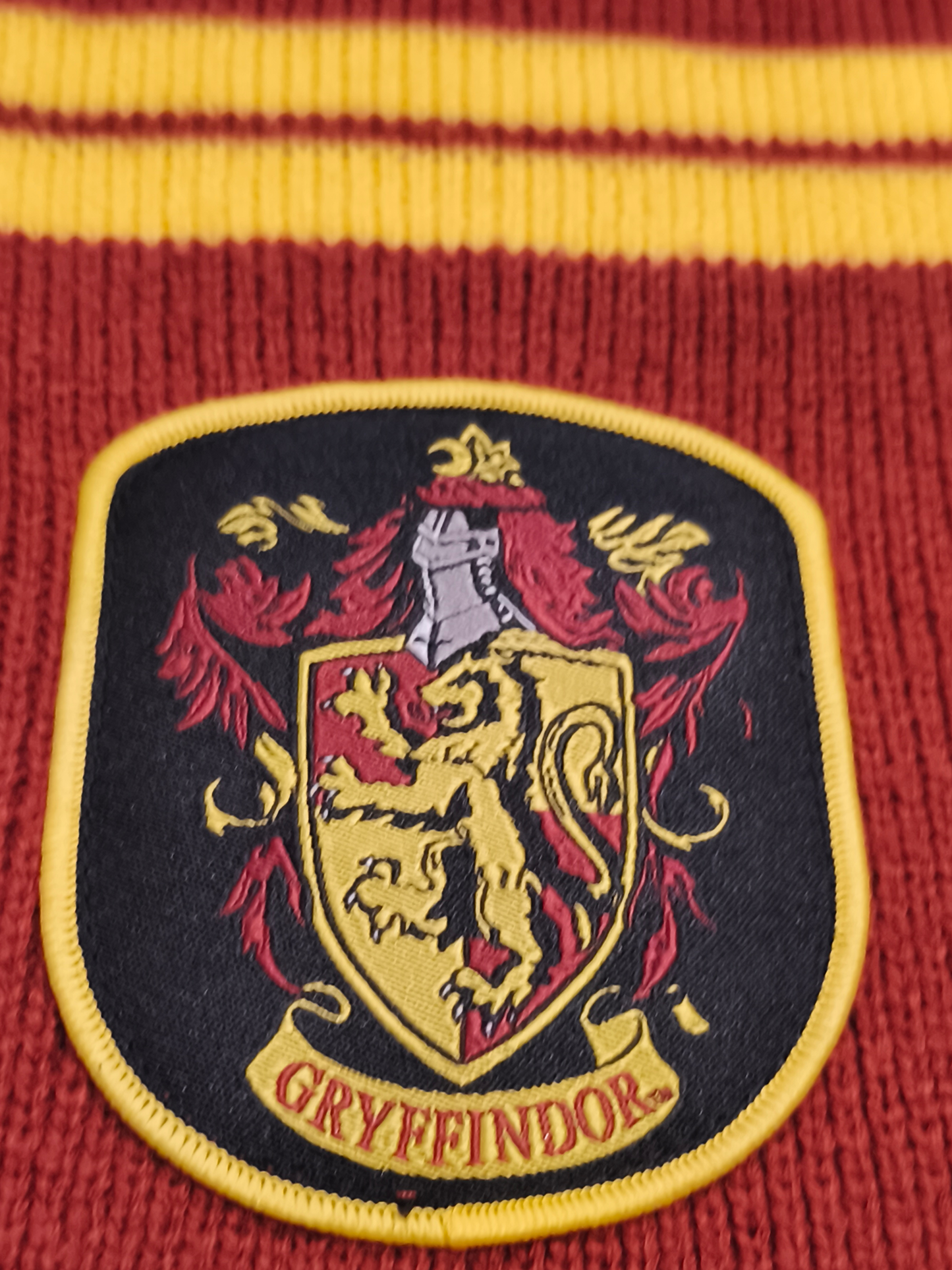 Harry Potter Gryffindor House Scarf - Burgundy & Gold Striped with Crest Patch