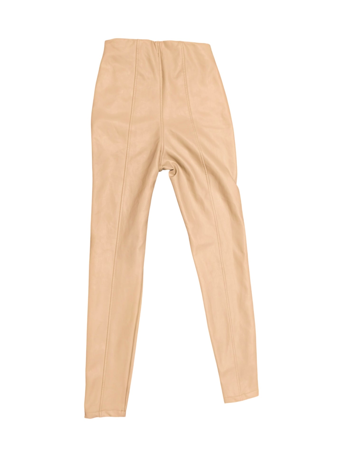 New Look Beige Faux Leather High Waisted Leggings Skinny Pants - Size UK 8 / US