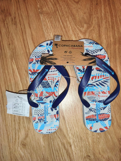 Copacabana by Ipanema Kids Tropical Print Flip Flops – Navy Blue (Size EUR 32 / UK 13) – NWT