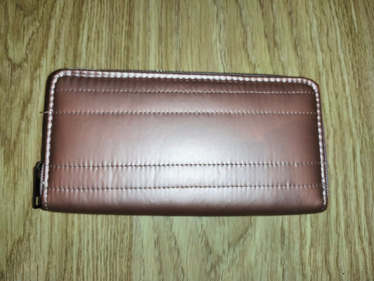 Metallic Rose Gold Quilted Zip-Around Long Wallet | Multi-Card Organizer Clutch