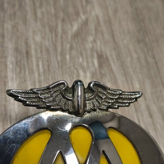 Vintage AA Automobile Association Car Grill Badge Stamped 0R86292 Chrome Yellow