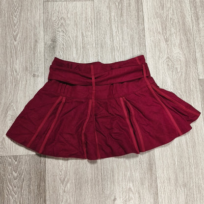 Topshop Womens Burgundy Red Wool Blend Belted Mini Skirt Size UK 8 EUR 36