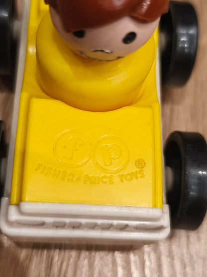 Vintage Fisher-Price Little People Yellow Car & Figure Set | Retro Play Family Jeep Toy Collectible