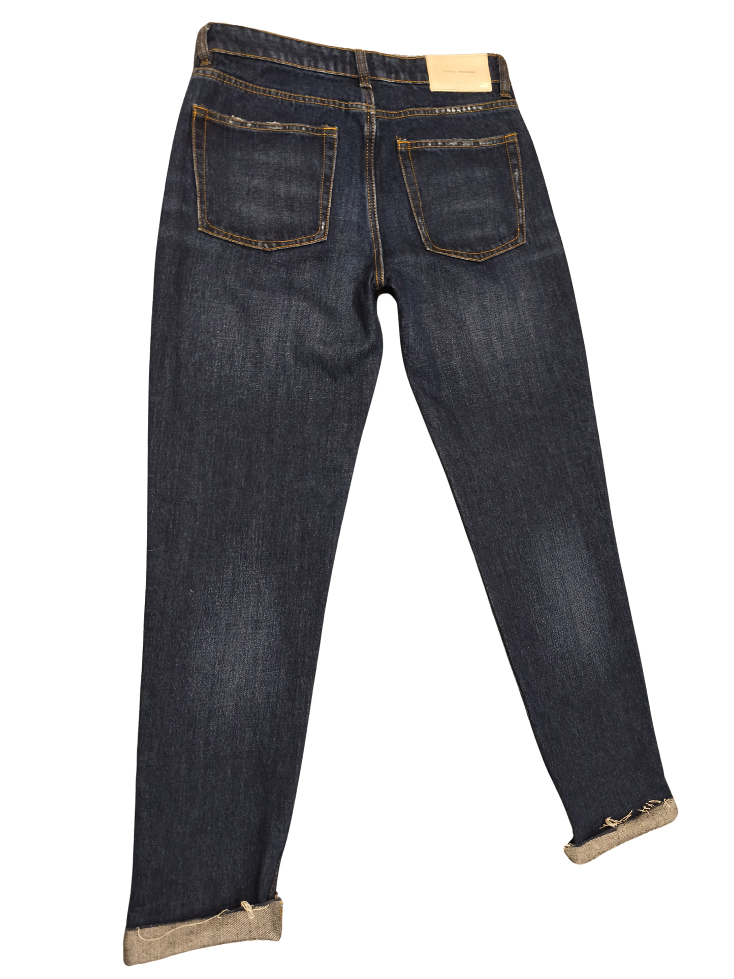 ZARA Trafaluc Pearl Beaded Mid-Rise Slim Boyfit Jeans Dark Wash Denim Size 6(US)