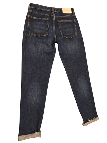 ZARA Trafaluc Pearl Beaded Mid-Rise Slim Boyfit Jeans Dark Wash Denim Size 6(US)