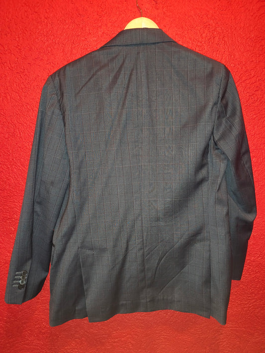 Boggi Milano Men's Blue Plaid Wool Silk Mohair Blazer Jacket - Guabello Fabric (Size EU 46R / US 36R)