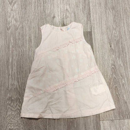 Chicco Baby Girl Dress 62 6M Pink Patchwork Dot Sleeveless Button