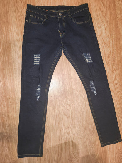 Beverly Hills Polo Club Men’s Dark Wash Distressed Slim Fit Jeans – W34