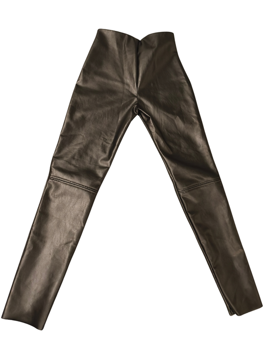 KappAhl Faux Leather Leggings Black Slim Fit Ankle Zip NWT Size 40 (US 10/M)