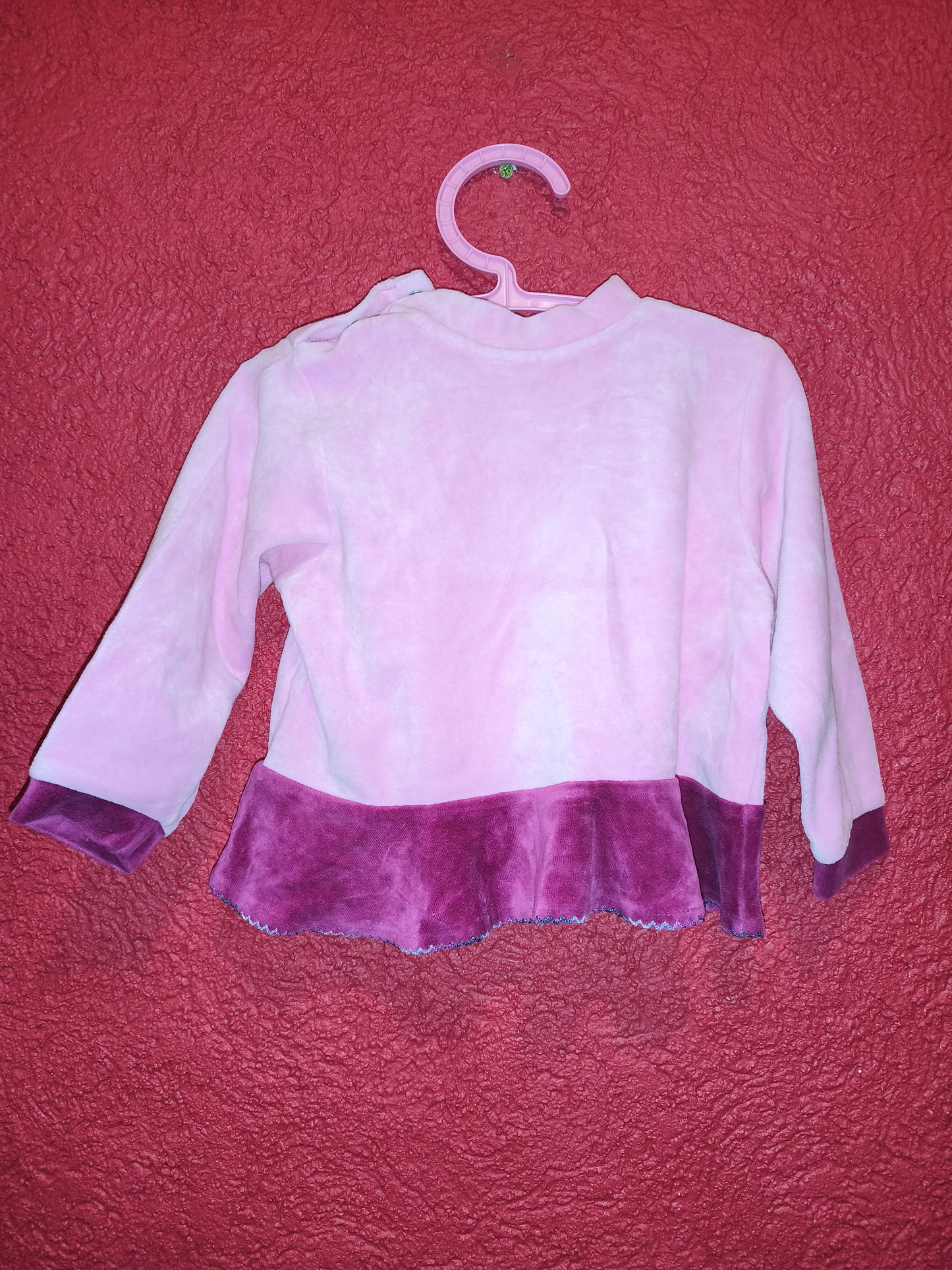 LubawA Toddler Girls Floral Embroidered Velour Sweatshirt Top – Size 92 (18-24 Months)